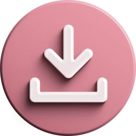 Pink round 3D download icon